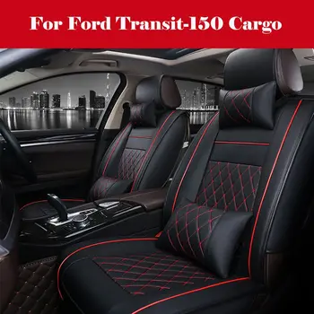 

Luxury Car Seat Covers PU Leather 5-Seats Front+Rear SUV Truck Cushion Full Set For Ford Transit-150 Cargo