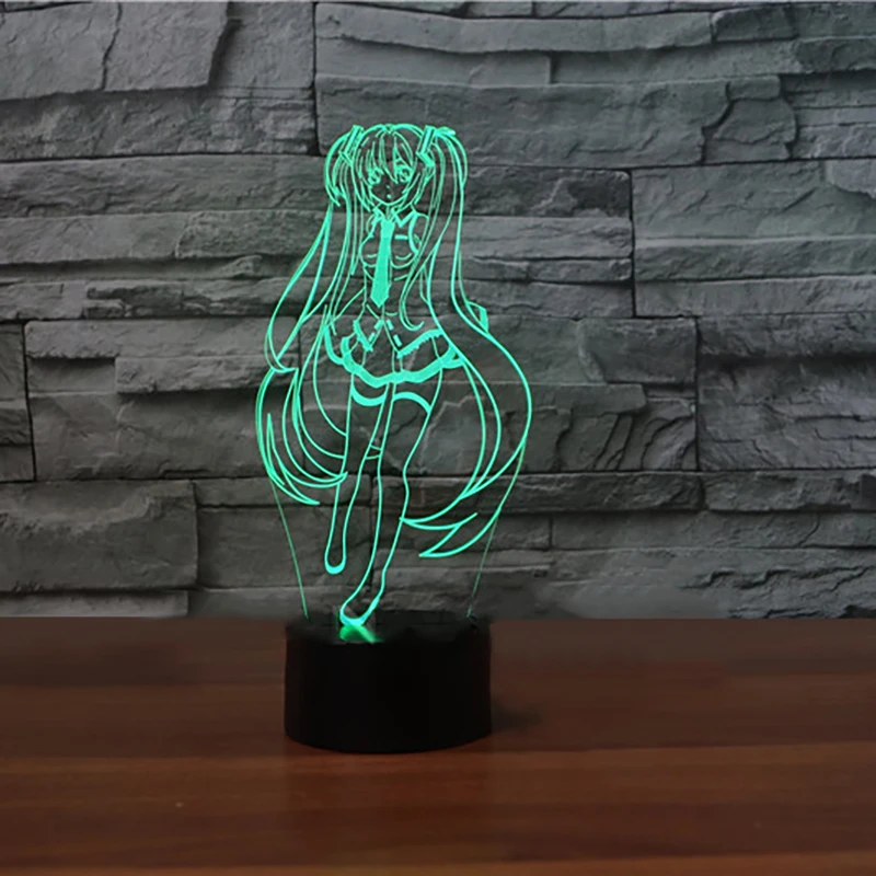 Table Lamp Cute Girl LED Night Light 3D Anime Characters USB 7 Colors Atmosphere Touch Button Light Fixture Children Best Gifts