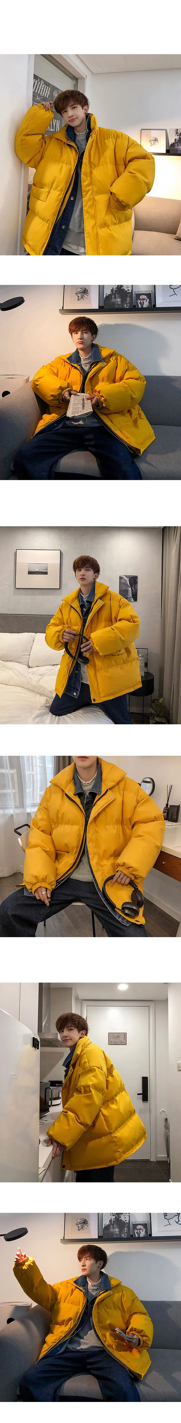 Hong Kong Style Winter New Products Thick Cowboy Mock Two-Piece Cotton Overcoat Large Size down Coat Large Size Stand Collar Cot