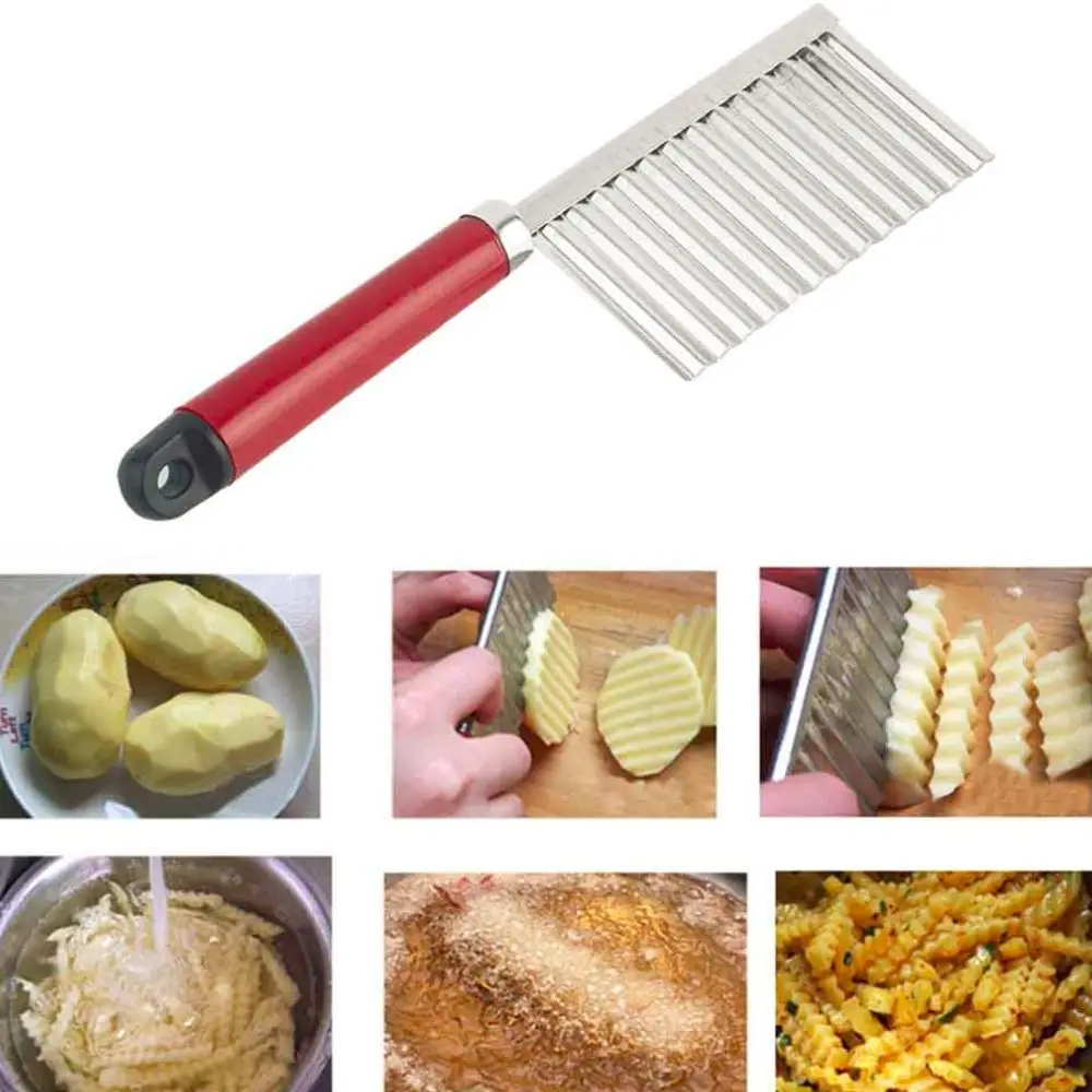 Paslanmaz elik Dalgal Kenarl Patates Do ray c ip Kesim Frans z Fry 