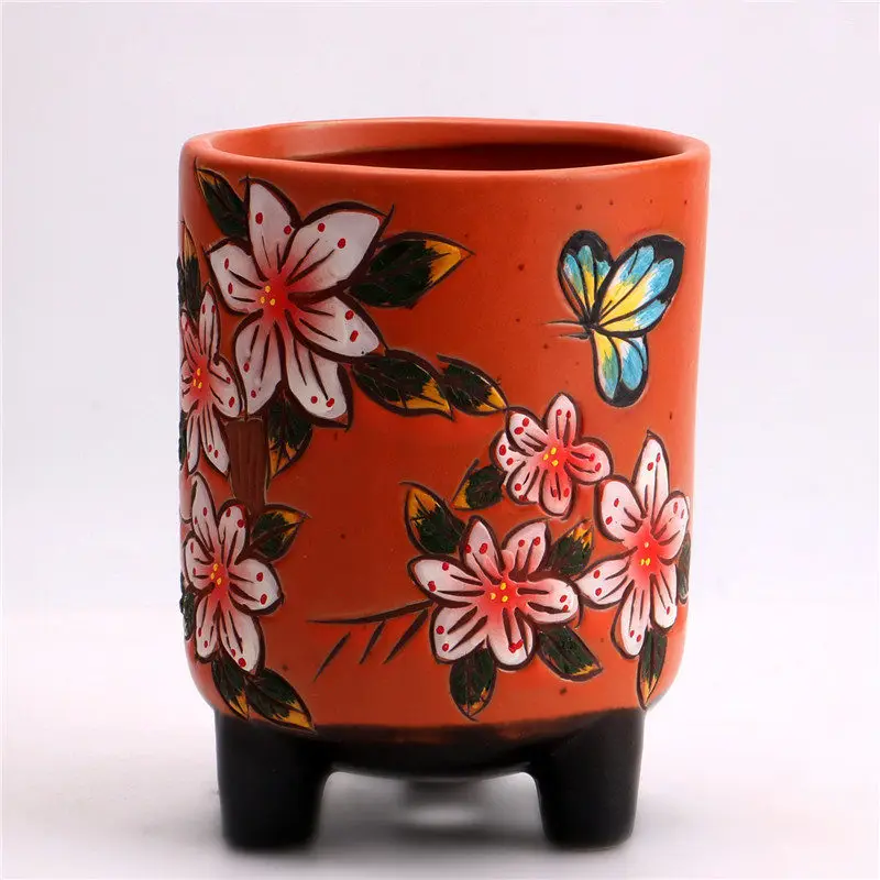 Ceramic vase flower succulent planting seed jar round decorative balcony home living room