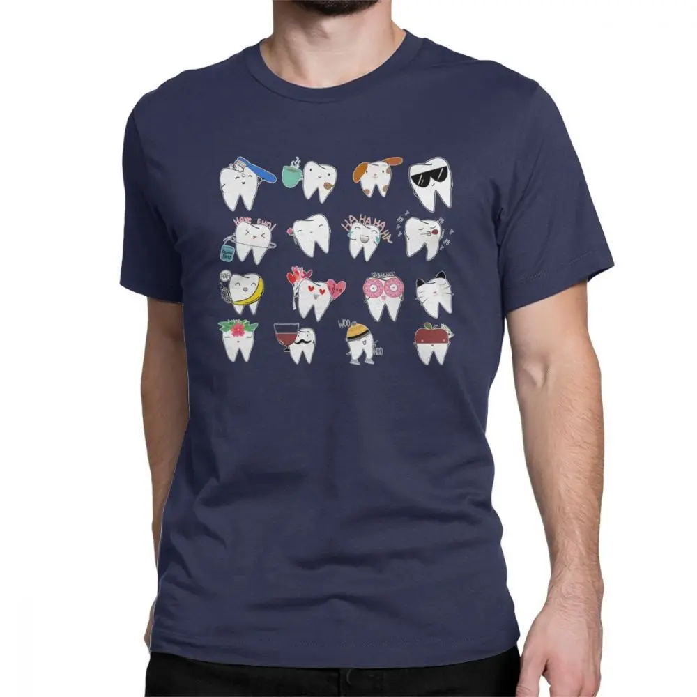 NavyBlue One yona Teeth Детские футболки для мужчин стоматолог стоматология зубной гигиенист новинка футболка Crewneck хлопковая одежда 4XL 5XL футболка - Цвет: NavyBlue