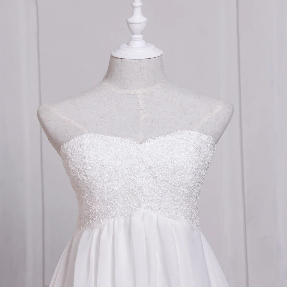 Jiayigong White / Ivory Chiffon Beach Wedding Dresses Sleeveless Sweetheart Bridal Gowns Vestido De Noiva Pregnant Bride Dress