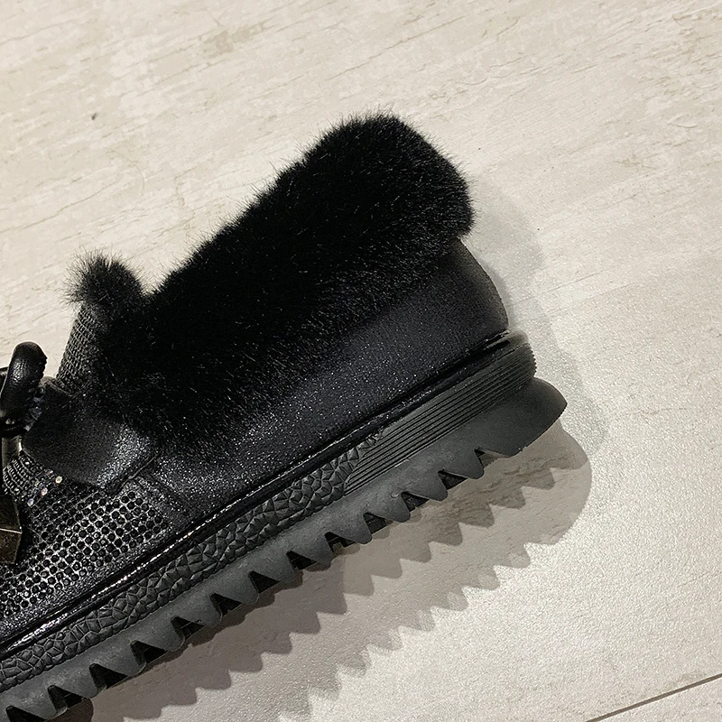 Shiny Glitter Snow Boots Women Fashion Warm Plush Ankle Boots Woman Non Slip Botas Mujer Butterfly-knot Decoration
