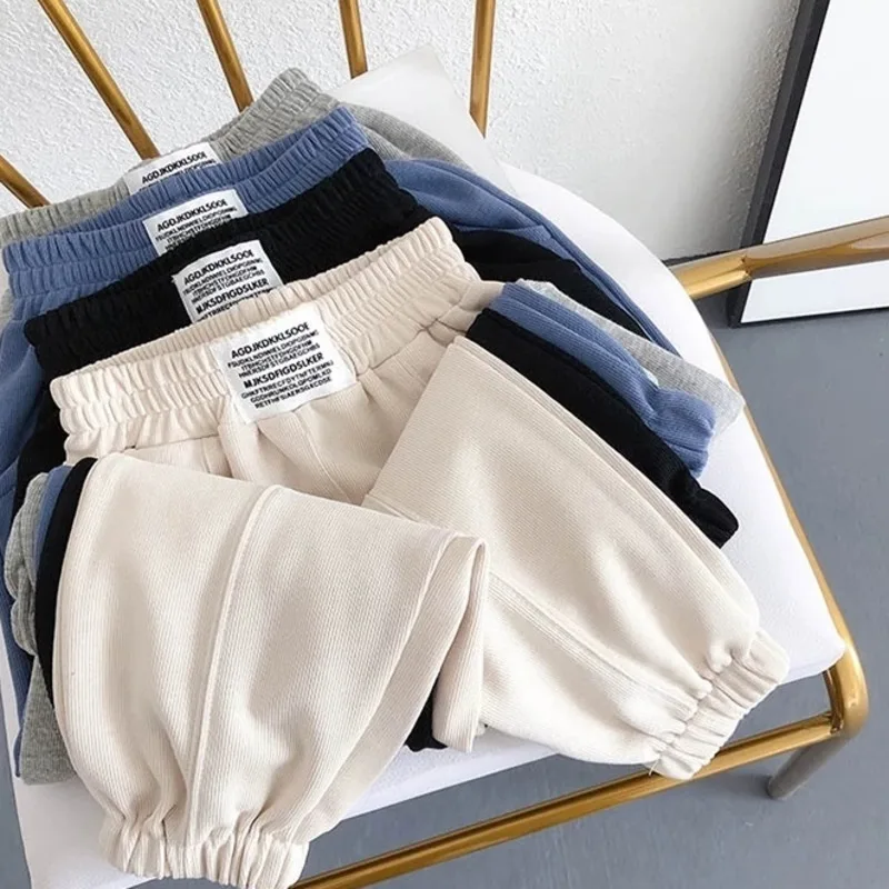 MIEMBRO Spring Autumn Solid Children Letter Printed Trousers Girls Loose Sports Pants Boys Kids Casual Clothes Clothing