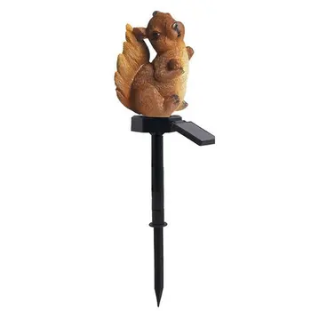 

Resin Squirrel Cartoon Solar Pillar Lights Ip65 Waterproof Outdoor Lawn Ground Plug Landscape Lamps Garden Decor Lighting