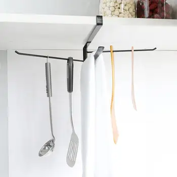 

Wrought Iron punch free towel rag rack Kitchen bathroom storage rack Towel Rack Kitchen Cabinet Door Hook Holder Organizer rack