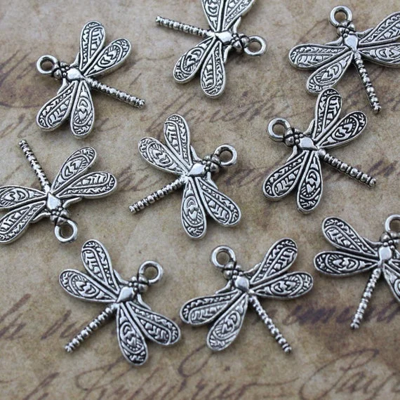 6pcs Tibetan silver crafted dragonfly charms h0324 