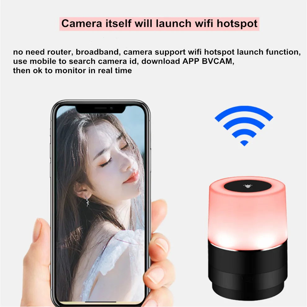 

HiLeme Lamp Style WIFI mini Camera Remote Control Cam with 180° Rotating lens Wide Angle view Top Selling Wireless IP Camcorder