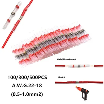 

100/300/500PCS Heat Shrink Soldering Sleeve Insulated Waterproof Electrical Butt Splice Wire Butt Connectors Solder Terminals