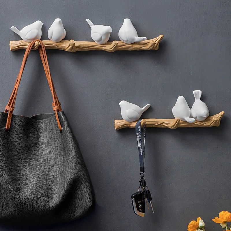 

Nordic 3D Bird Hook DIY Simple Coat Wall Coat Rack Living Room Bedroom Wall Hanging Hook Key Frame Home Decoration Rack 2 Colors
