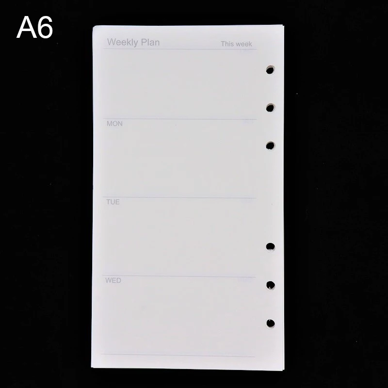 Weekly plan 45 шт. Высококачественная записная книжка A5/A6, запасная вставка, 6 отверстий с отрывными листами, спиральный блокнот, бумажный дневник, план, внутренняя бумага для блокнота,ежедневник,тетрадь - Цвет: Weekly plan