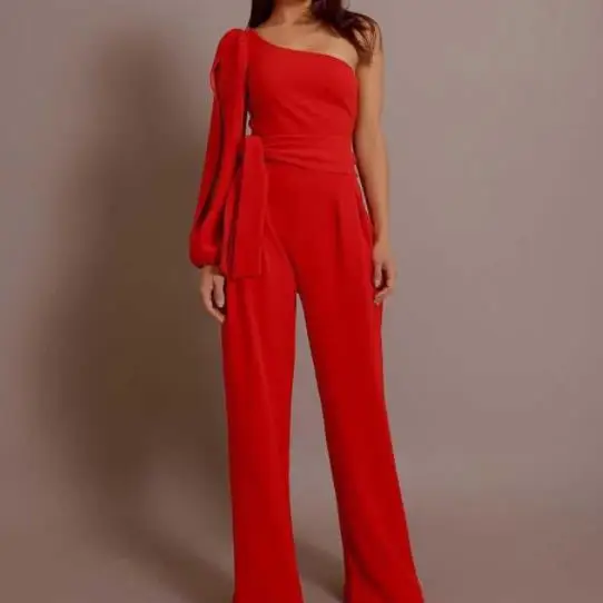 Женский комбинезон прямого силуэта на одно плечо Свободные Комбинезоны женские