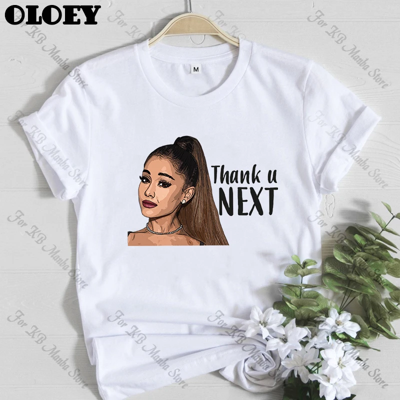 Футболка женская с надписью Thank U Next 100% хлопок 7 колец | Женская одежда