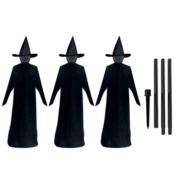 

Holding Hands Witch Halloween Decorations Scary py Light Up Witches for Yard with Sound-Activated Sensor Headgear