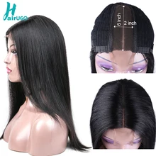 HairUGo перуанские парики из натуральных волос на шнурках для женщин 130% плотность прямые 2*6 парики из натуральных волос Remy