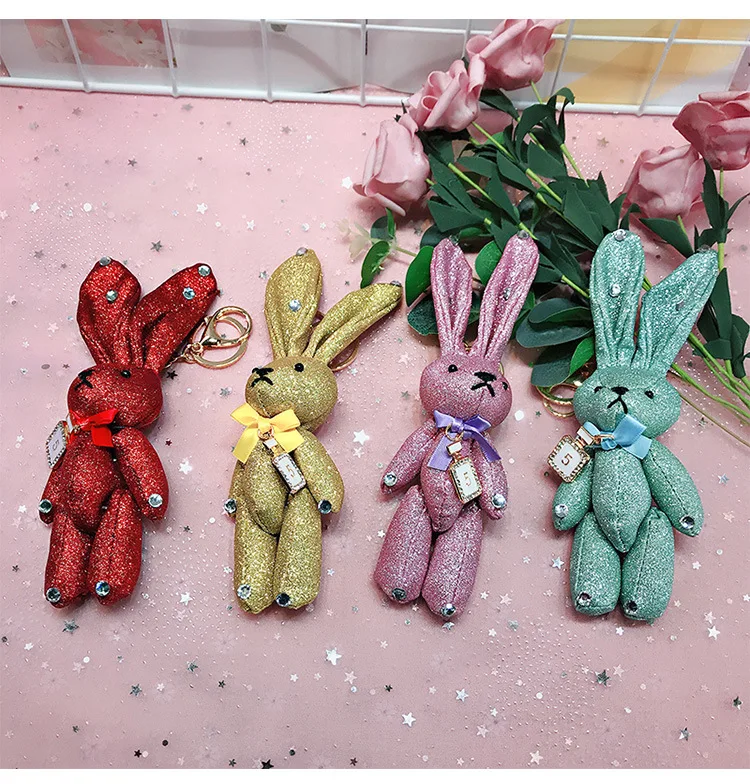 Cute Xuyuan Rabbit Cartoon Small Gift Bag Emery Fabric Pendant Hanging Decoration Phone Case Accessories guan jie tu Keychain