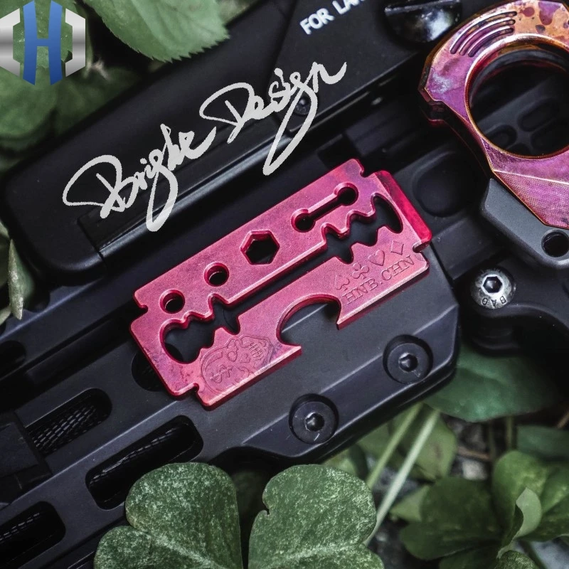 Бритва медная открывалка EDC портативная открывашка для бутылок коронка многоцелевой гаечный ключ Компас подвеска с линейкой EDC инструменты