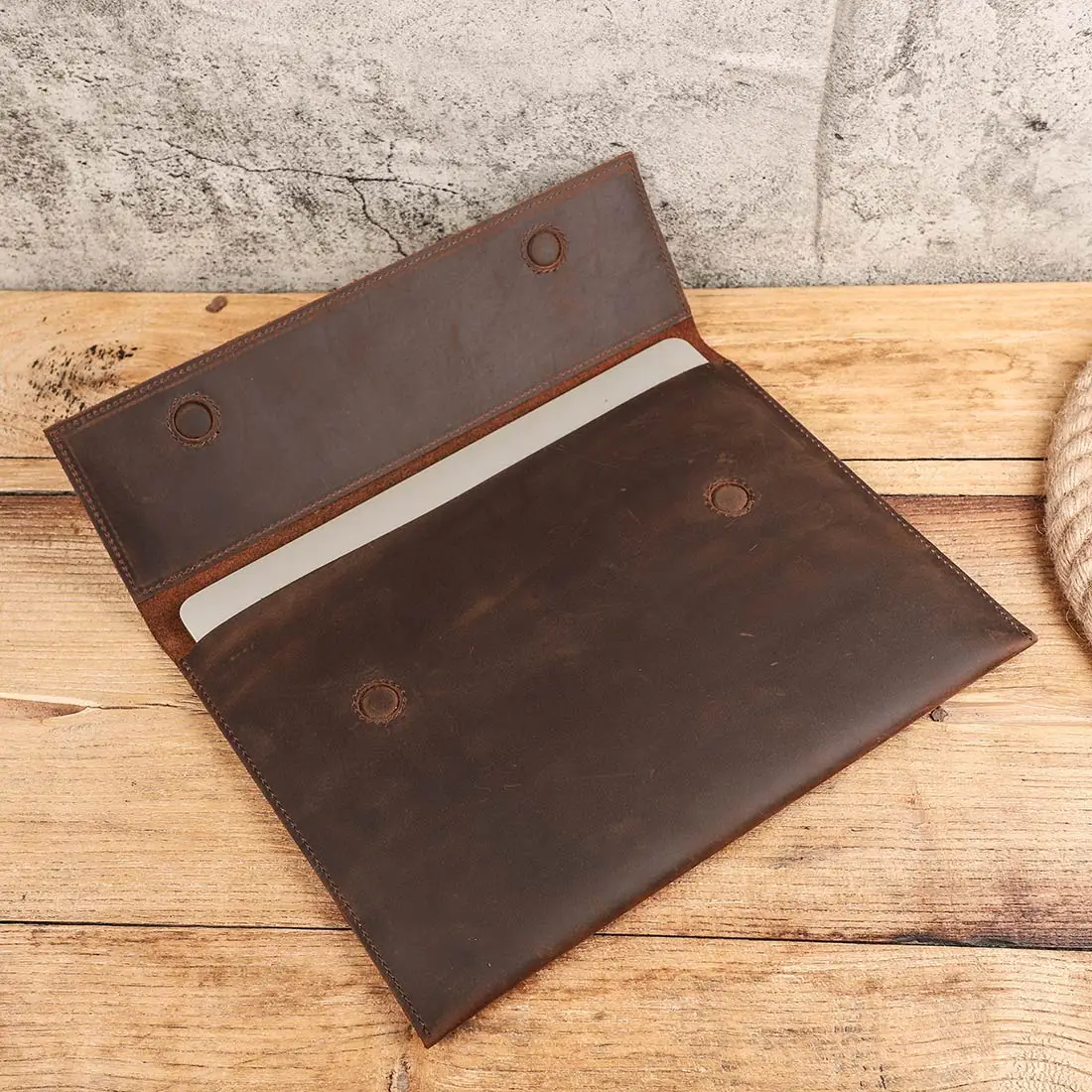 Genuine Leather Sleeve Bag For Macbook Air 13 2018-2024