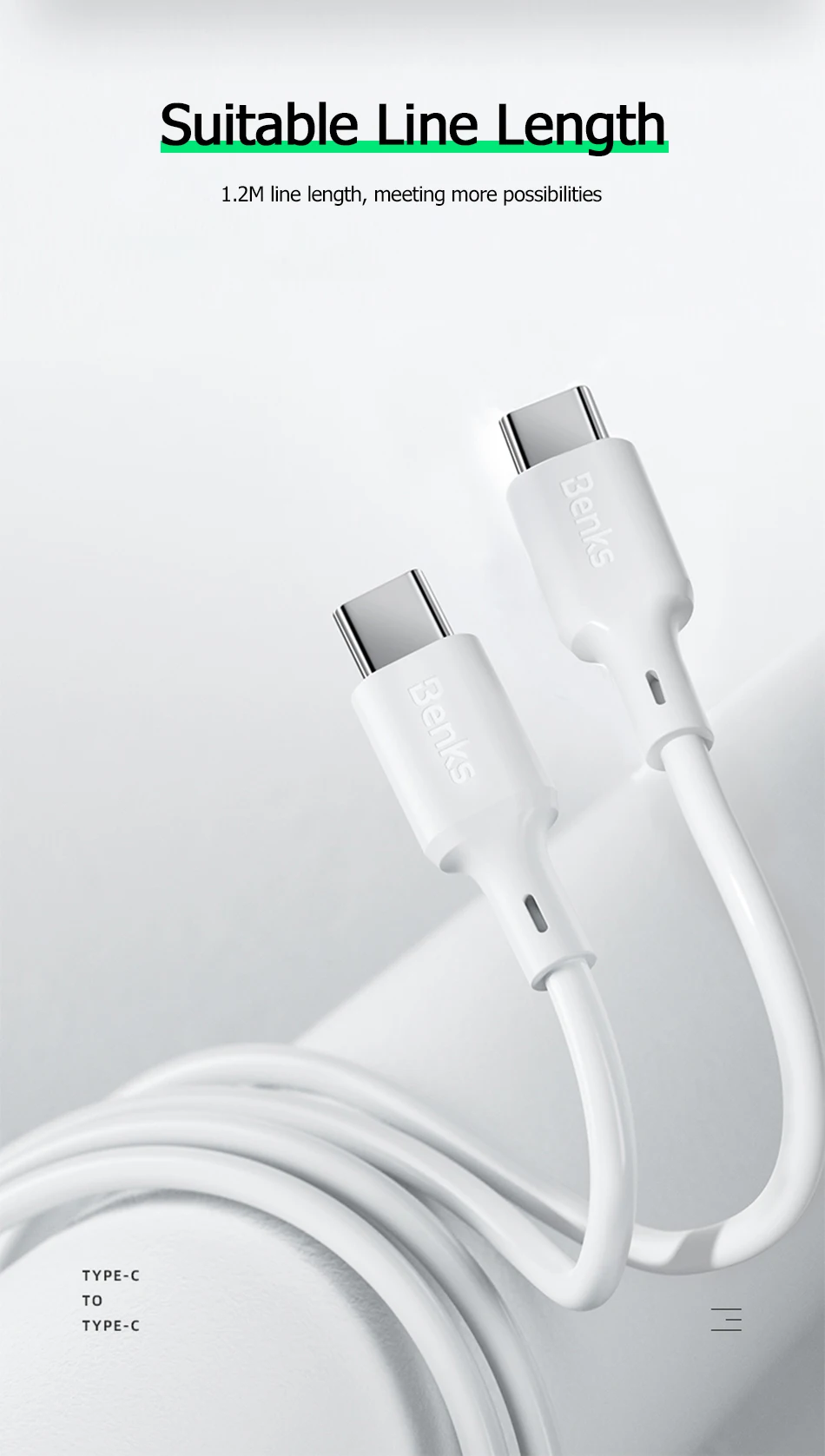 Benks двойной USB кабель type-C для iPad Pro провод для ноутбука телефон Быстрая зарядка линия передачи данных для Apple Macbook huawei Xiaomi 9 Mix шнур