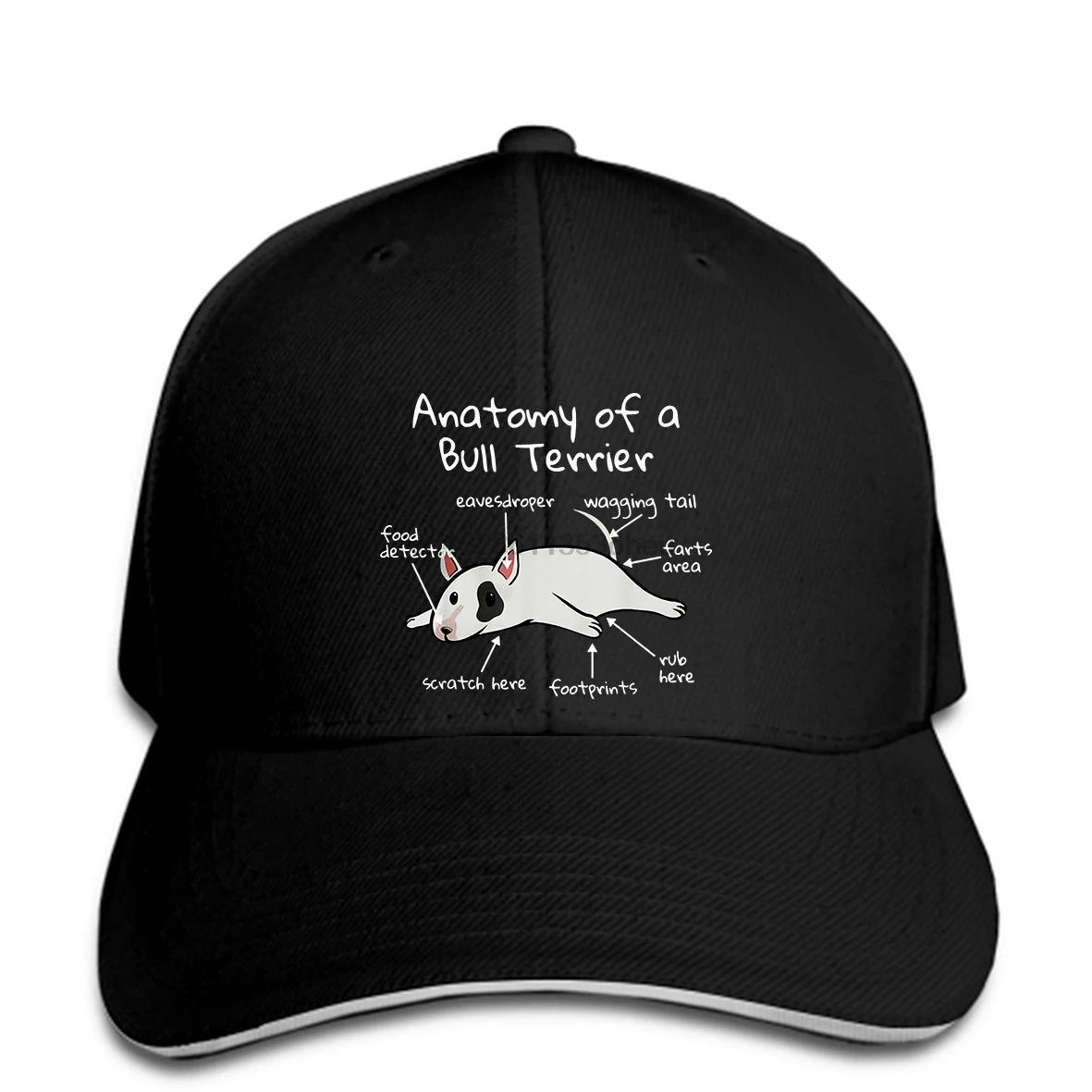 

Anatomy Of A English Bull Terrier Funny English Bull Terrier Baseball cap Bull Terrier Dog Baseball cap snapback hat Peaked