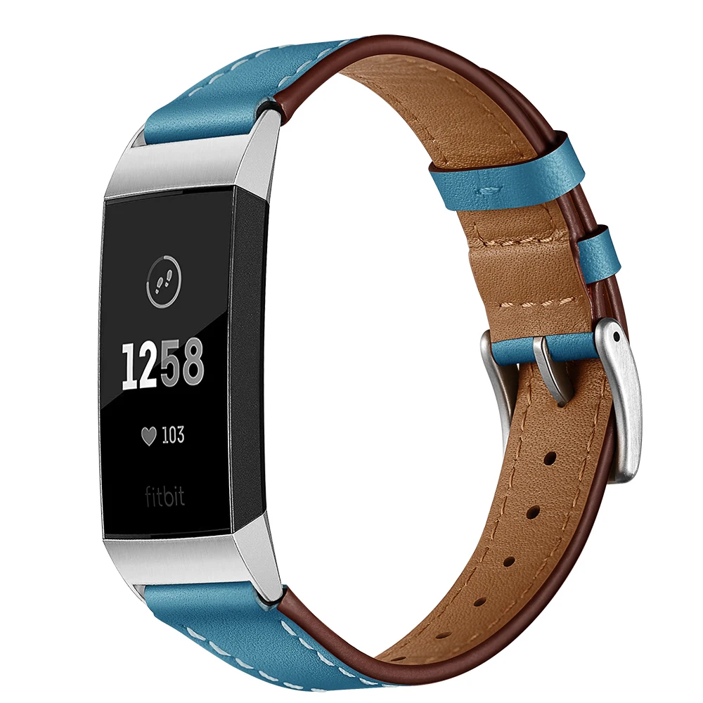 18 мм ремешок для часов для Fitbit Charge 3 браслет из натуральной кожи быстросъемный А-образный ремешок для часов Fitbit Charge 3 браслет - Цвет: Blue