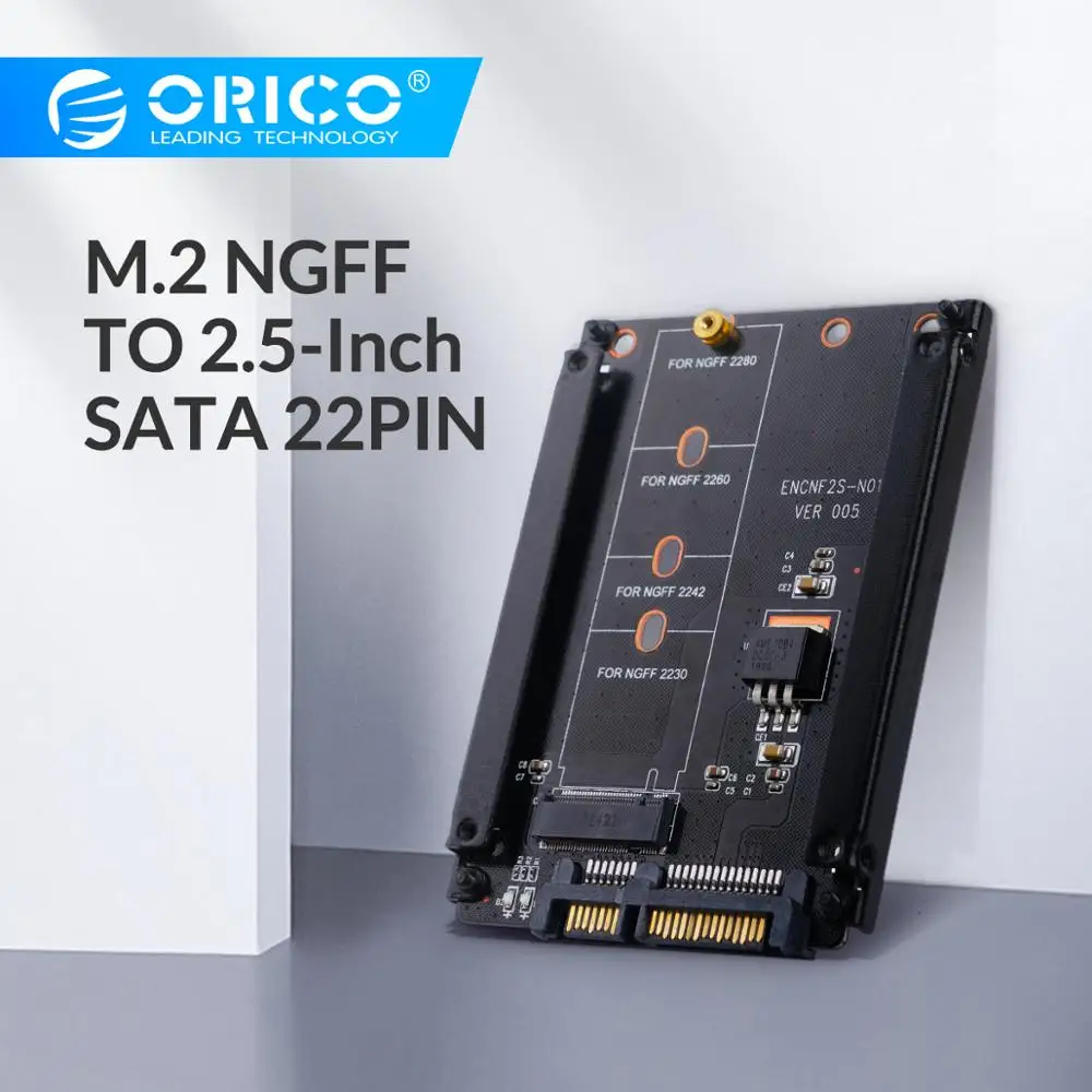 

ORICO M.2 NGFF (SATA) SSD to 2.5 SATA Adapter for 2230/2242/2260/2280mm M2 NGFF SSD Solid State Hard Drive M2 NGFF to SATA 22PIN