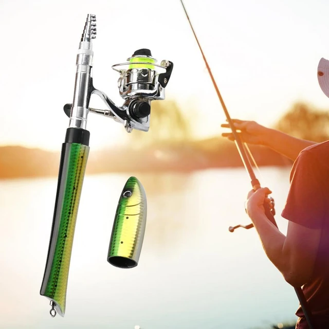 1.4m Portable Mini Fish Shape Telescopic Fishing Rod Spinning Reel Full Kits  Fishing Rod - Fishing Rods - AliExpress