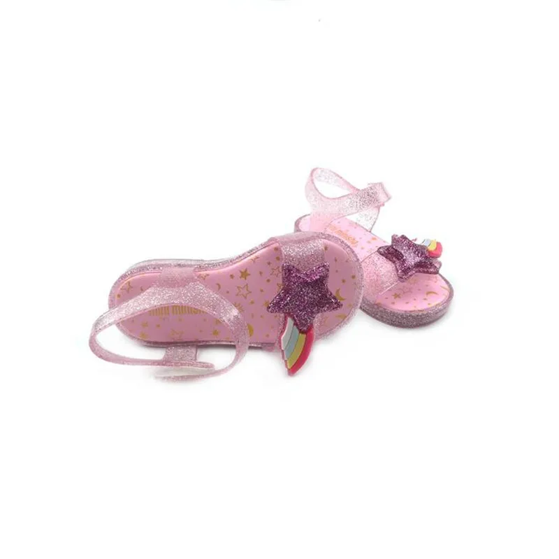 Mini Melissa/ оригинальные прозрачные сандалии для девочек; детские сандалии с подсветкой; детская пляжная обувь; нескользящая обувь для малышей Melissa
