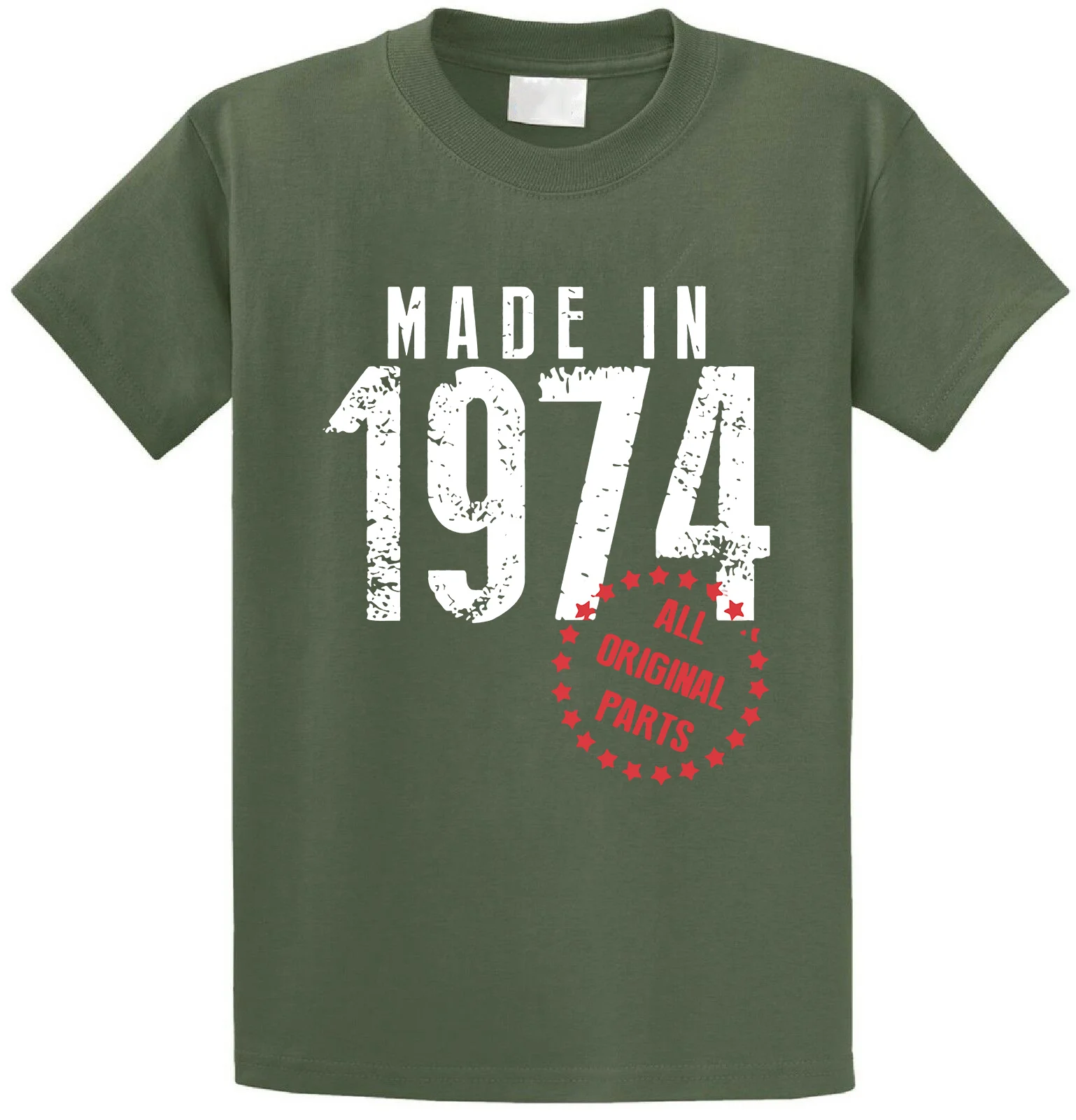 Футболки на продажу, сделано в 1974, все оригинальные части, для дня рождения, мужские футболки с круглым вырезом и коротким рукавом, Мода - Цвет: Армейский зеленый