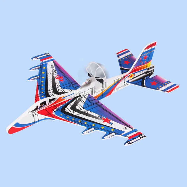 DIY LED SU27 SU35 electric hand throwing glider airplane foam airplane model party glider airplane toy children's game 5