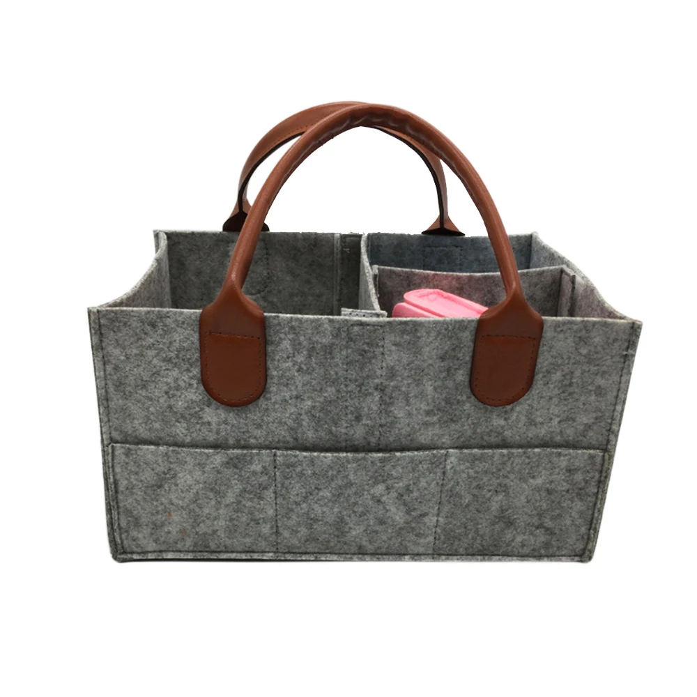 dark gray 35-25-18cm CYSINCOS сумка для хранения из войлочной ткани, складная детская сумка для пеленок большого размера, пеленальный столик, органайзер, корзина для хранения игрушек, автомобильный Органайзер - Цвет: dark gray 35-25-18cm