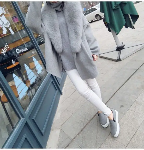 Модное женское Шерстяное Пальто с животным мехом большого размера, теплое шерстяное пальто, модное шерстяное пальто, теплое пальто, свободная Толстая длинная куртка