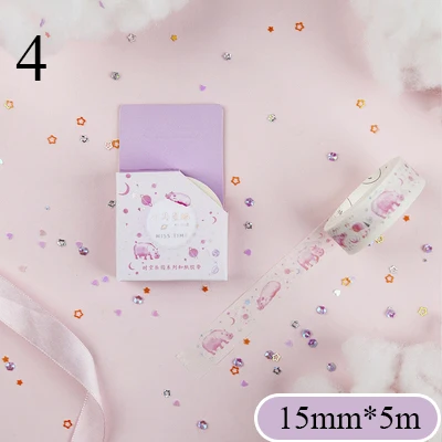 4 1 шт. 15 мм* 5 м Kawaii Единорог васи лента декоративная клейкая лента симпатичная Маскировка ленты для детей Скрапбукинг DIY канцелярские принадлежности - Цвет: 4
