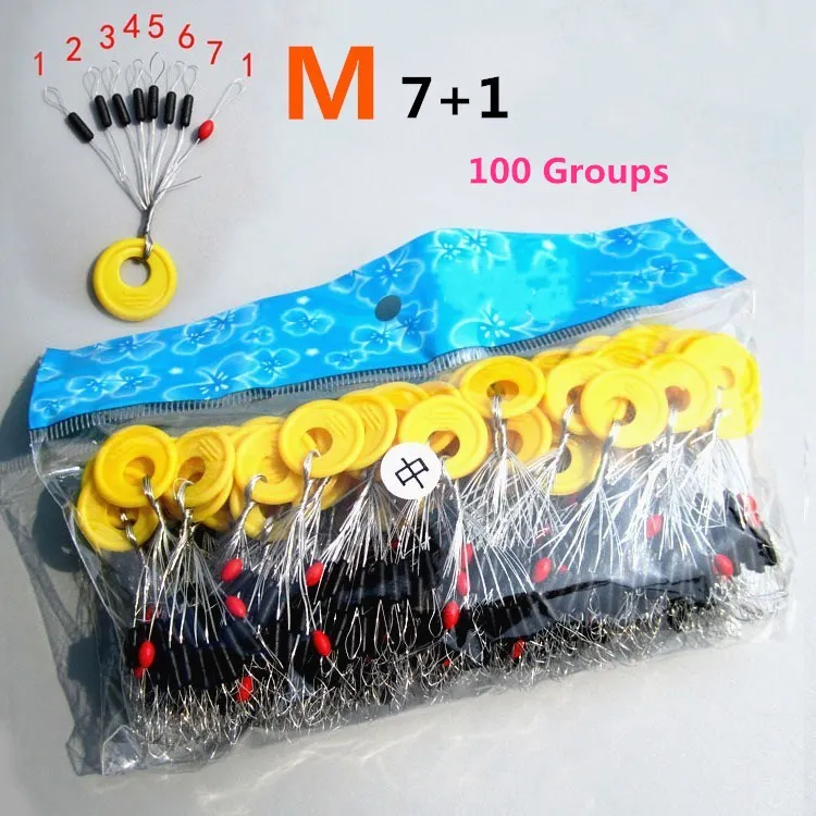 600pcs 100 Groups Rubber Stopper Fishing Line Resistance Fishing Connector Rolling Oval Beans Fly Fishing Bait Float Bobber - Color: 1 M