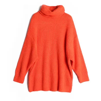 

15 Color Women Fashion Solid Casual Knitted Sweater Female Turtleneck Oversized Pullover Ladies Elegant Loose Sweater