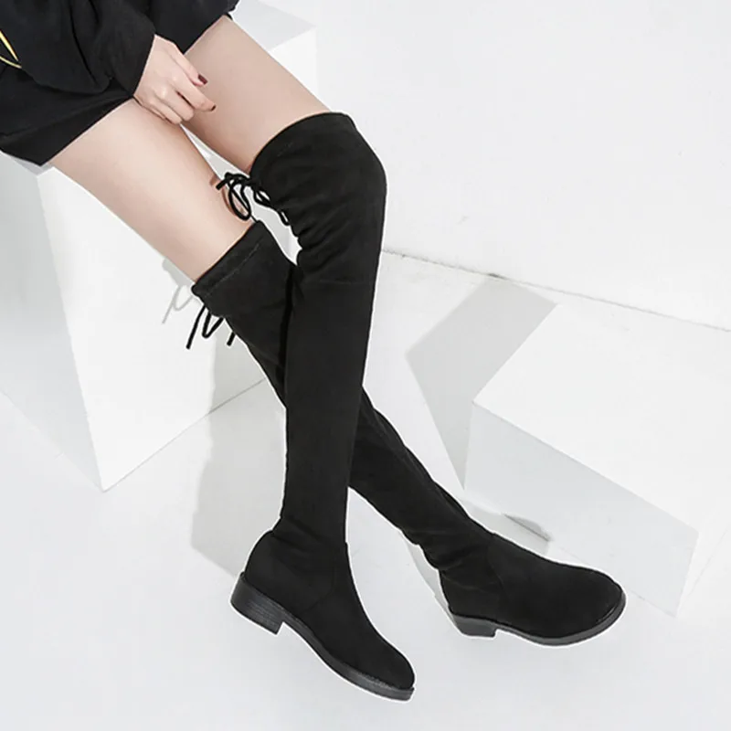 

Winter Shoes Women High Heel Boots Bootee Woman 2019 Lace Up Booties Ladies Round Toe Heels Rubber Autumn Large Size Shoes