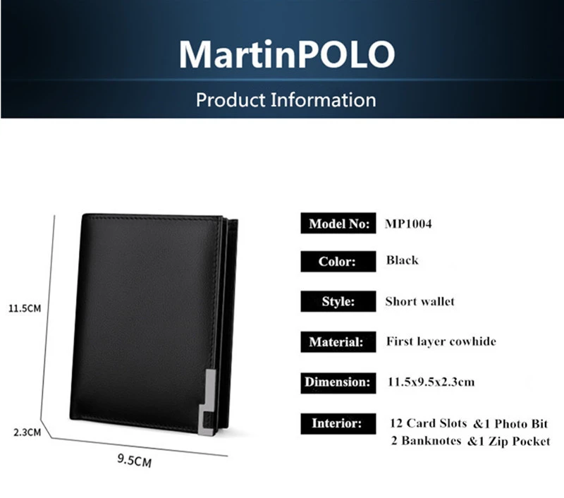 MartinPOLO модный кошелек из натуральной кожи, роскошный бренд, короткие молнии, одноцветное портмоне из коровьей кожи, кошелек для мужчин, карта holde MP1004