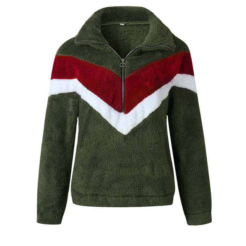 zipper faux fur hoodies women33