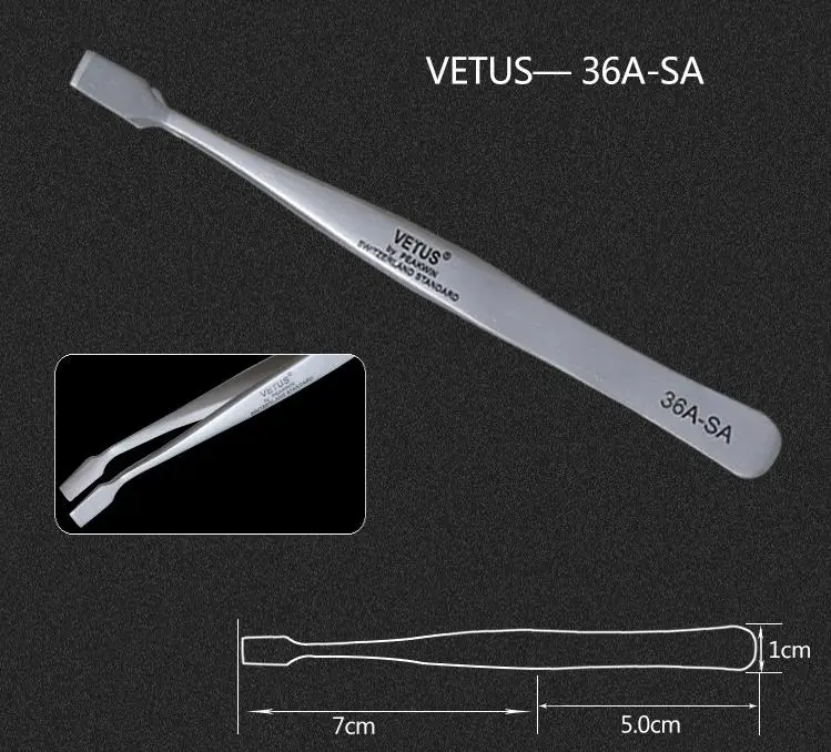 36A-SA VETUS Пинцет для ресниц, инструменты для наращивания ресниц, вспомогательный ремонт, сверхтонкий Высокоточный Пинцет для ресниц из нержавеющей стали - Цвет: 36A-SA