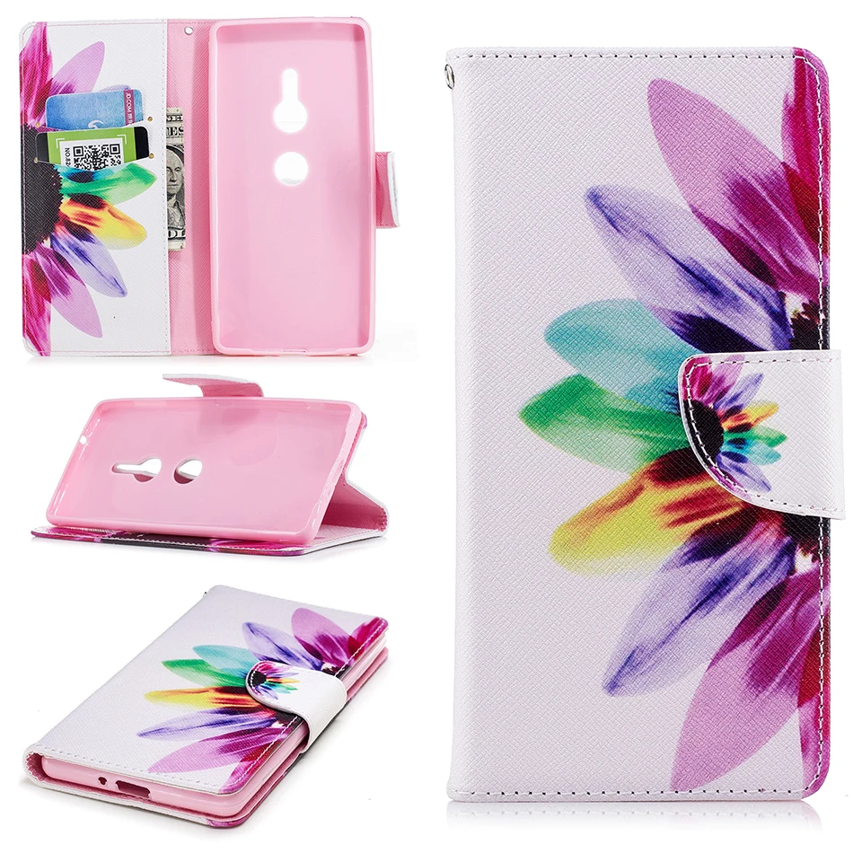 Чехол бумажник с отделением для карт Sony Xperia 5 8 10 L2 L1 XA1 Plus XA2 Ultra XA XA3 XZ1 Compact XZ2 XZs XZ