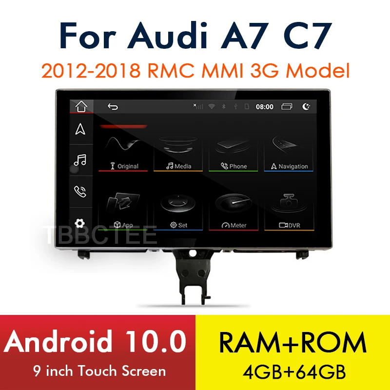 Android 10.0 8 Core 4+64GB For Audi A7 C7 2012~2018 MMI 3G RMC Car Multimedia Player Auto GPS Navigation Touch Screen