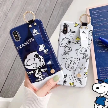 

cartoon dog couple glossy Wristband phone case For iphone Xs MAX case for iphone XR X 6 6s 7 8 plus anime soft cover