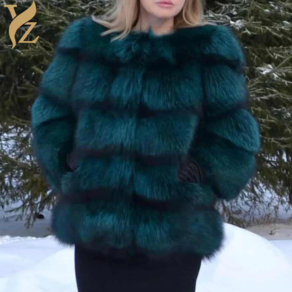 YZ. Меховое пальто из натурального Лисьего меха зимняя короткая куртка теплое меховое пальто из натурального Лисьего меха для женщин меховое утепленное женское меховое пальто из натурального меха