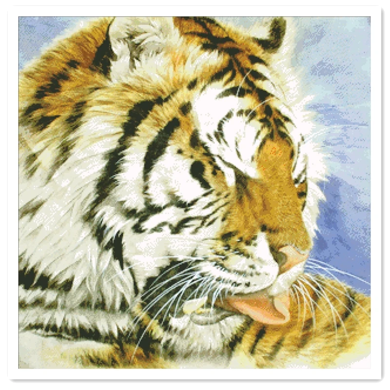 Набор для вышивки крестиком Tiger B ткань из хлопка и шелка 18 карат 14 11 рукоделия