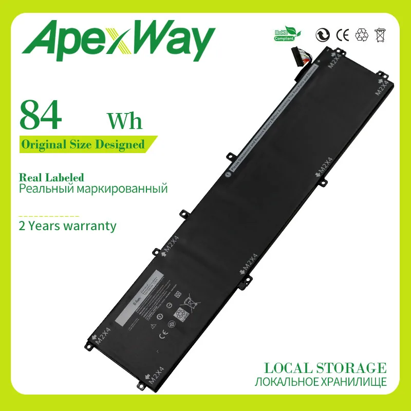 Apexway 11.4V 84WH 4GVGH Replacement Laptop Battery For DELL Precision 5510 XPS 15 9550 series 1P6KD T453X | Компьютеры и офис