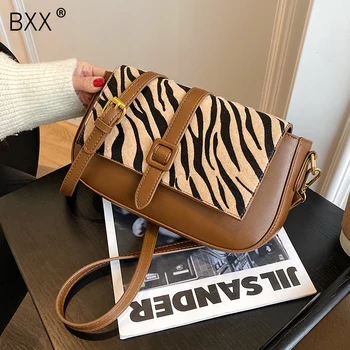 

[BXX] Zebra Pattern PU Leather Bags For Women 2020 Winter Branded Shoulder Handbags and Purses Female Trend Cross Body Bag HP443