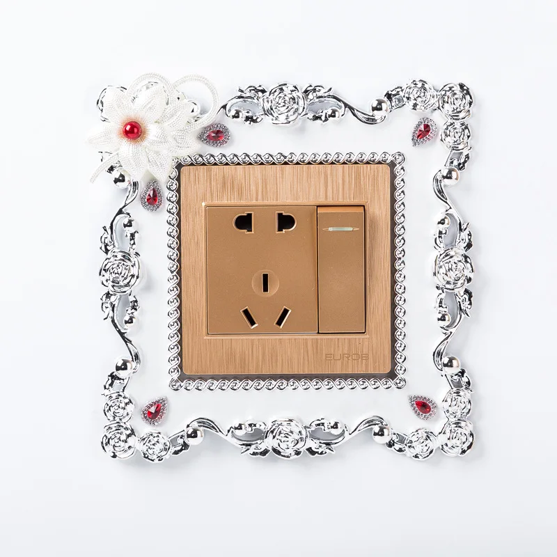 Художественный дом напрямую от производителя продажи 2045 пасторальный стиль наклейки на выключатель креативная смола