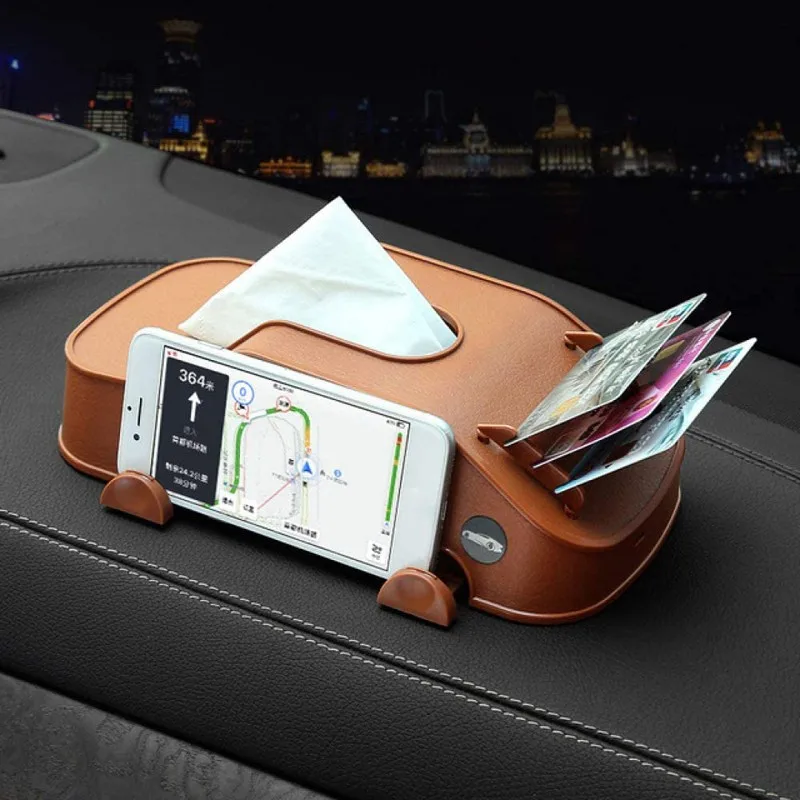 

Car Tissue Box Automobile Napkin Card Holder Container Mobile Phone Bracket Car Seat Box Auto Accessories Car Styling
