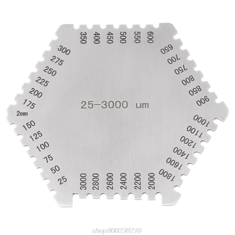 Wet Film Thickness Gauge Stainless Steel Hexagonal Wet Film Comb Paint Thickness Gauge